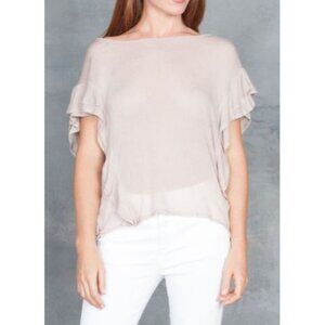 IRO Dalia Ruffle Pink Sand Size XS Oversized Semi Sheer $294 Blouse